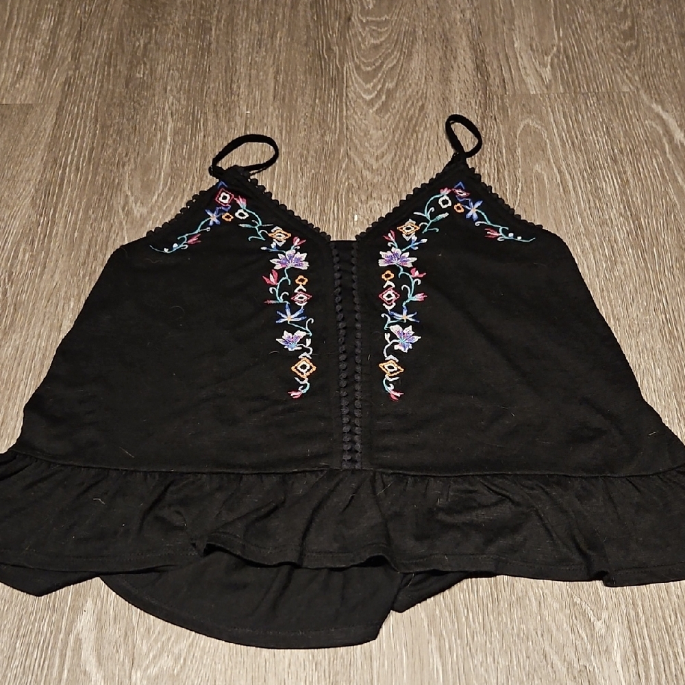 Embroidered Black Women's Top